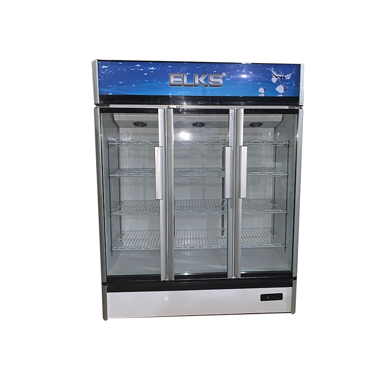 960L en posición vertical tres comerciales puerta de vidrio vitrina (LC-1500K)