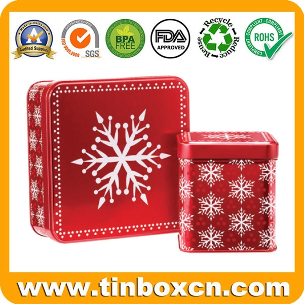 presente de promoção quadrada conjunto de embalagens Metal Christmas Storage Tin Box