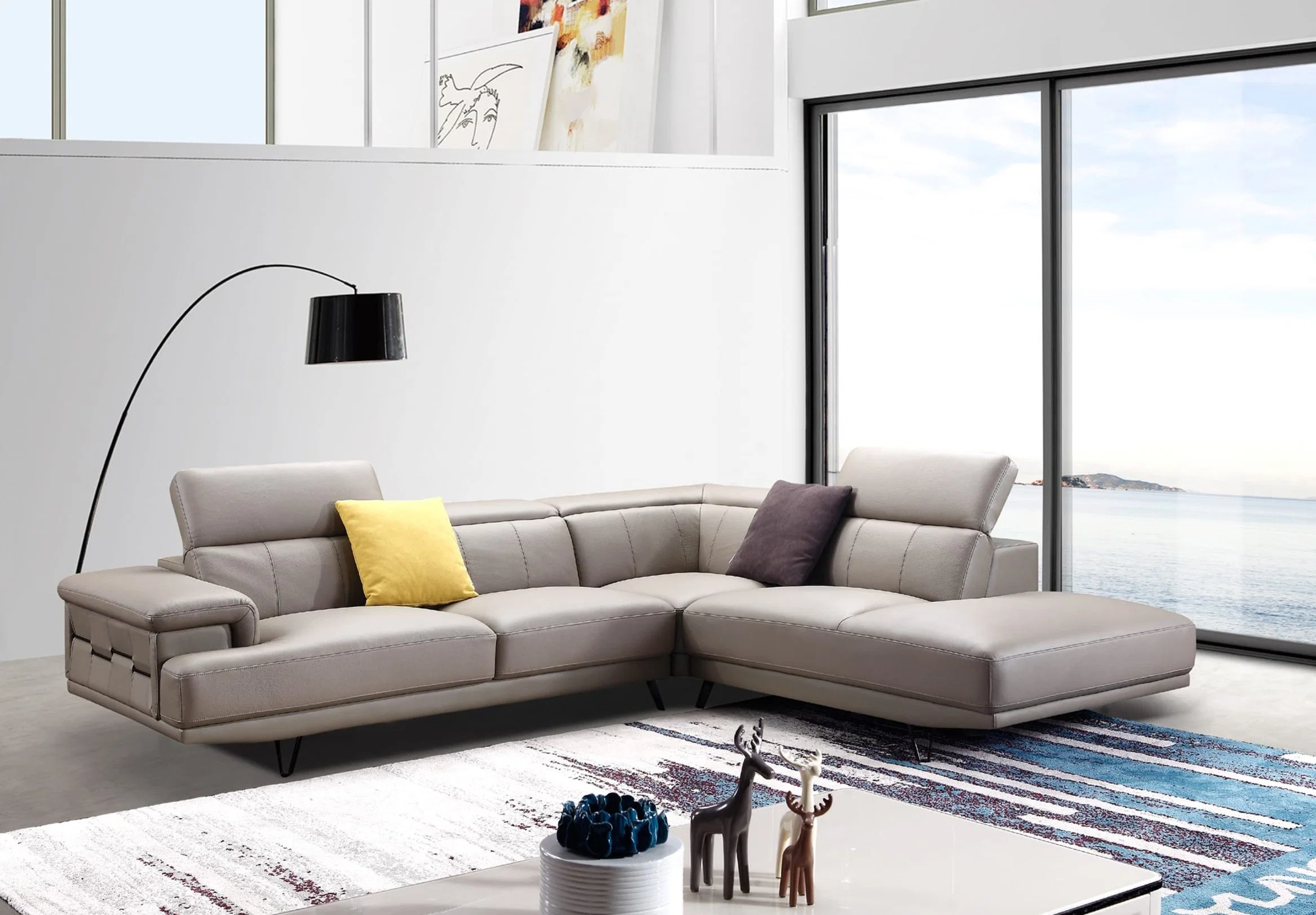 Foshan Furniture Italian Design Modern Living Room 2+3+2 Seats Sectional L-Shaped Fabric Sofa