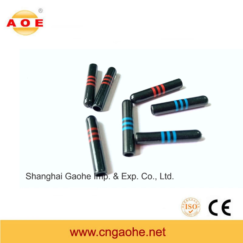 Shiny Black Painting Blue and Red Circles Plastic Shoelace Aglets