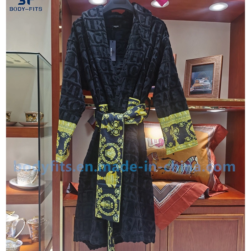 Famous Designer Bathrobe Custom Bathrobe 100% Cotton Terry Towel Bath Robe 2023 Christmas Pajamas