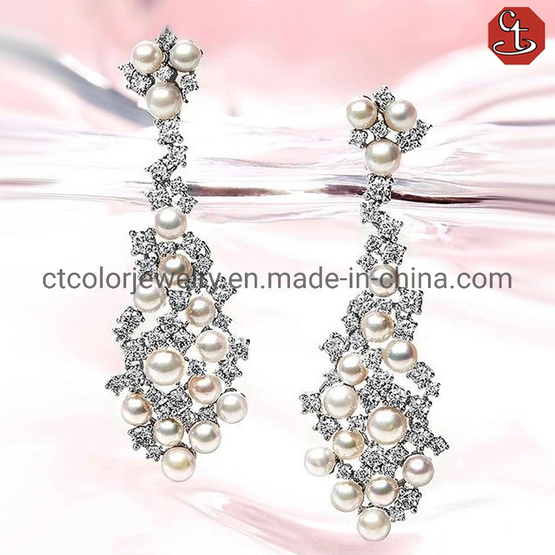 S925 silver fashion jewelry new micro-set crystal zircon pendant earrings