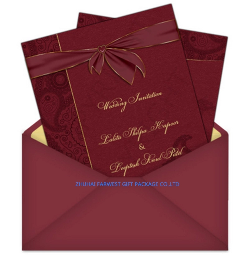 Papier de fantaisie de luxe Cartes d'Invitation de mariage Bussiness Cartes d'Invitation le commerce de gros