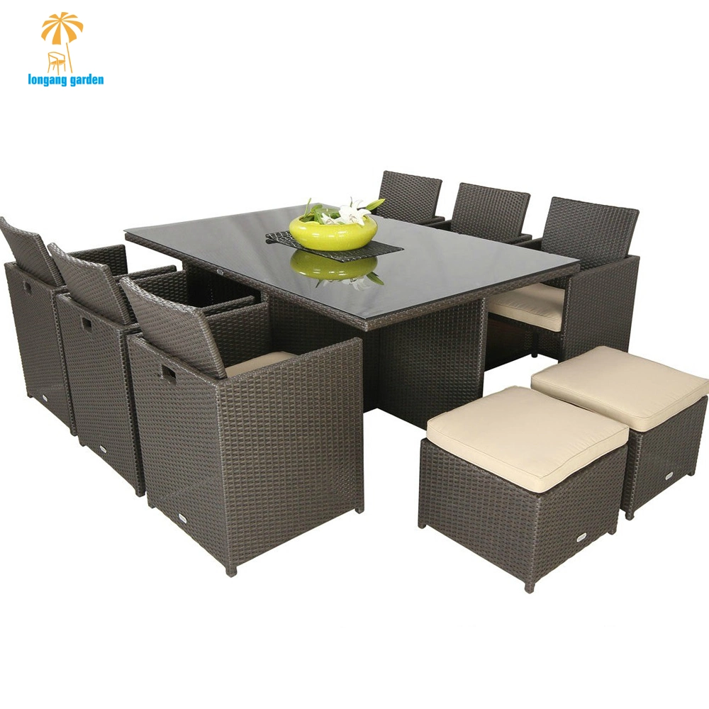 Hotel Home Restaurant Cafe Cube Sofa 8 Seater Outdoor Garden Patio Furniture Rattan Dining Set