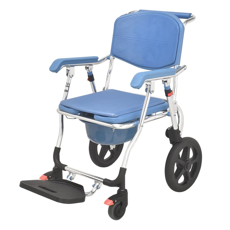 Folding Aluminum Commode Bath Chair Comfortable Seat Small Size