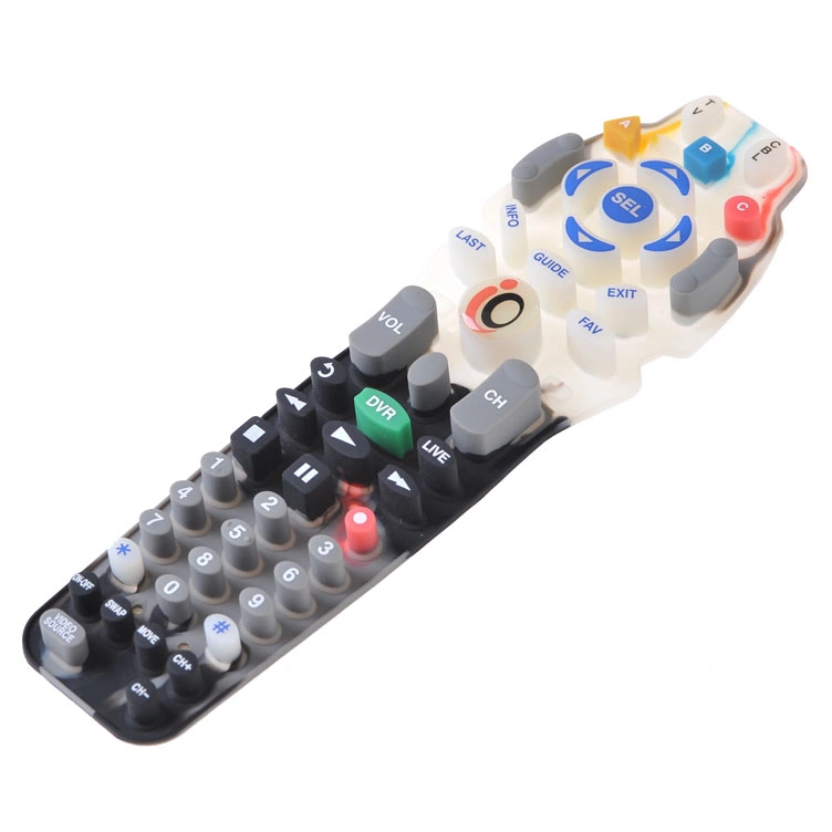 Precision Silk Screen Printing PU Coated Silicone Rubber Keypad of Remote Controller for Stereo Equipment