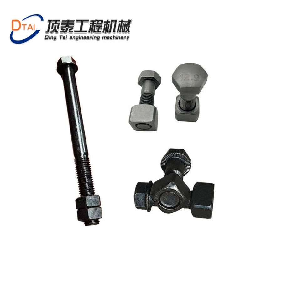 Bulldozer Excavator Single Tractor Dozer Track Pad Bolt and Nut M14*1.5*45 Grade 12.9 Shoe Plate Steel Rubber Track Shoe Pad