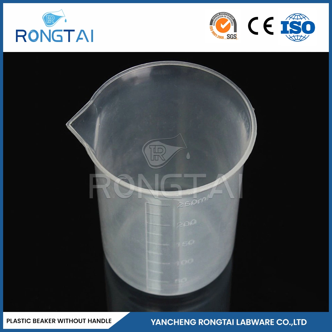 Rongtai Laboratório médico profissional plástico fabricantes Plasticware PP copo plástico Para o laboratório China, 50 ml, 100 ml, 150 ml, copo de plástico transparente