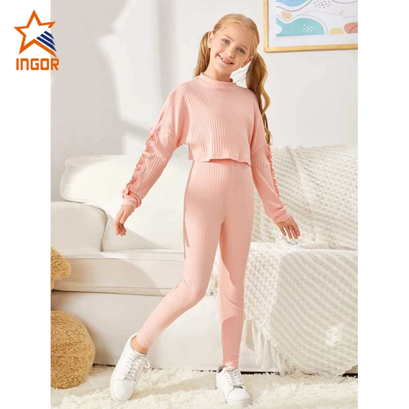 Ingorsports Kids Leggings Yoga Sets Sportswear Gym Wear Activewear for Children