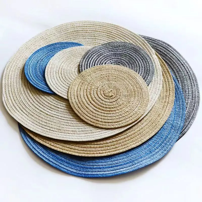 Round Woven Placemats, Table Place Mats and Coasters Sets - Non Slip Heat Resistant Washable Tableware Round Dining Table Mats