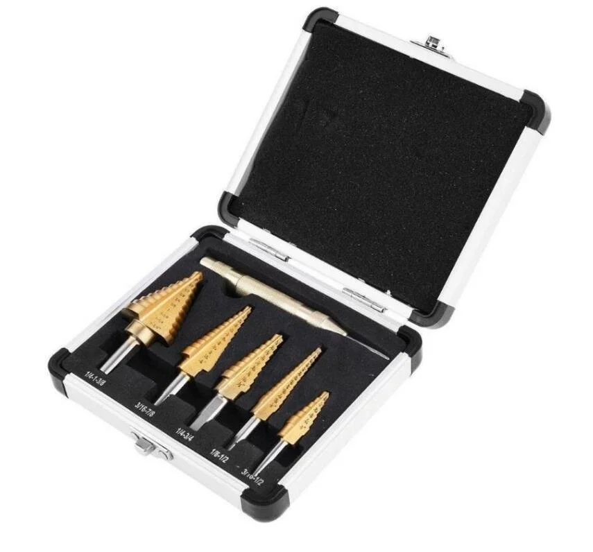 5PCS HSS 4241 Hex Shank 4-22mm Step Drill Bits Set for Metal Drilling