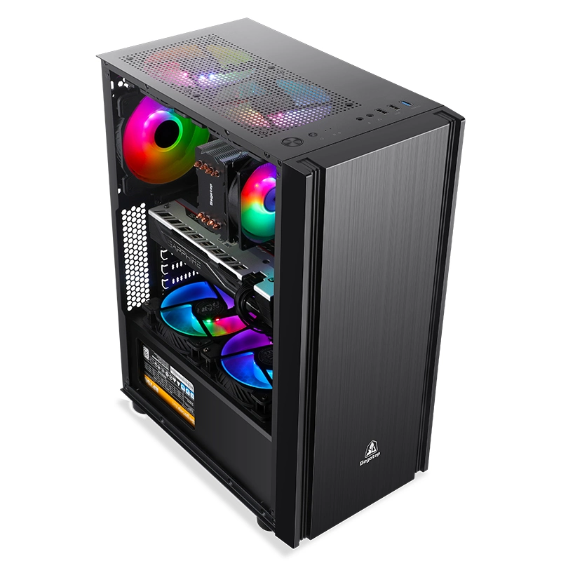 Steel Plate Strong Tempered Glass Panel RGB Light Desktop PC Computer Case