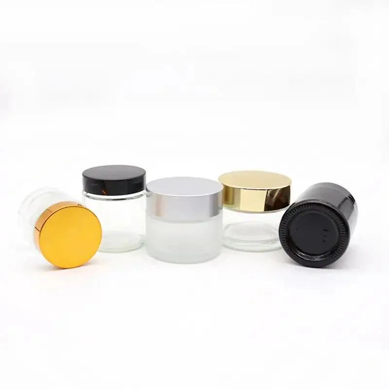 30ml Frosted Clear Glass Cosmetic Jar Container with Matte Gloss Silver Cap