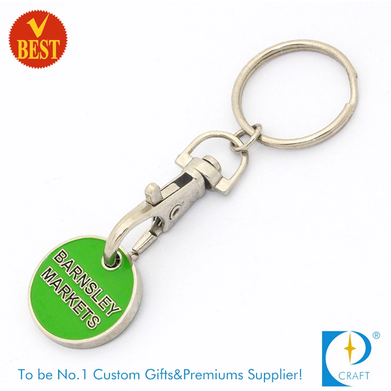 Custom Printed Sticker Metal Enamel Trolley Token Coin Keychain for Supermarket Shopping (KD-284)