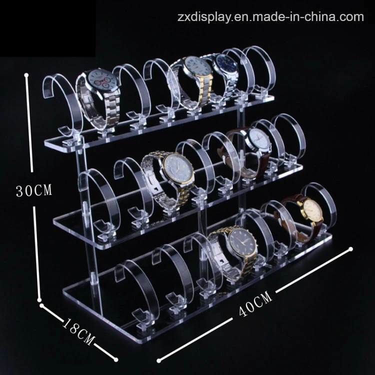 3 Tier Acrylic Watch Retail Display Rack for Store Use