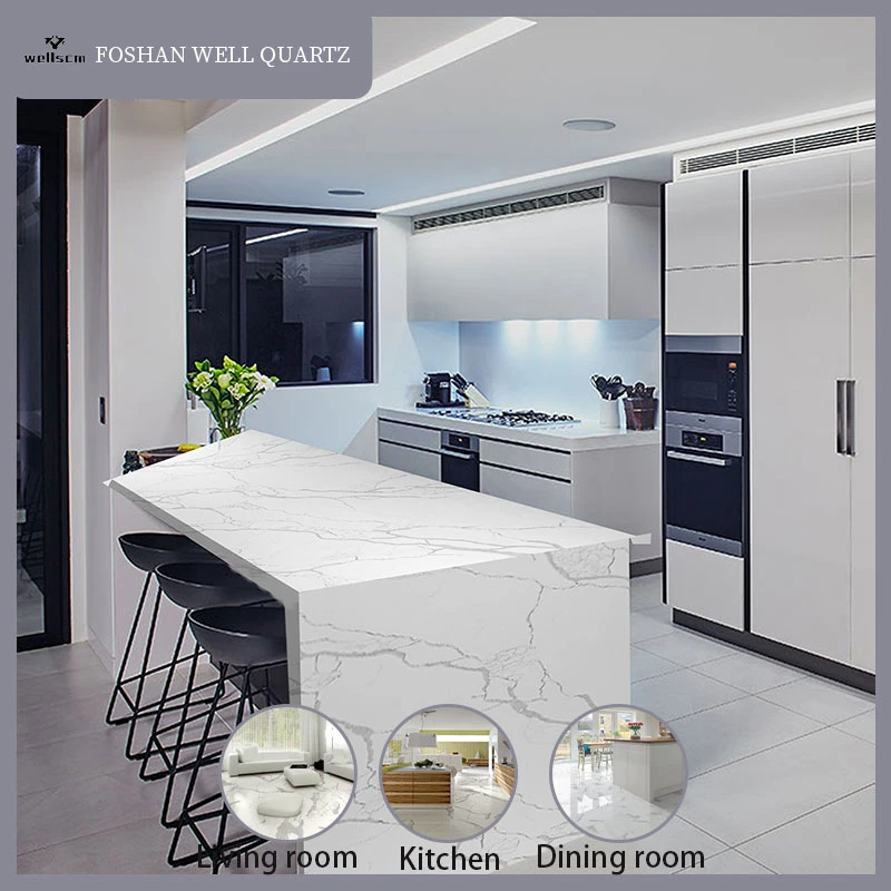 High Quality Fashionable Design White Quartz Countertop Made in China with ISO9000