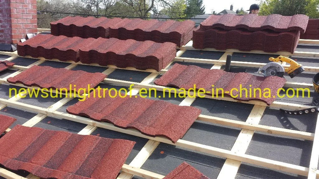 Color Stone Coated Smooth Type Metal Roof Tiles for Building Material