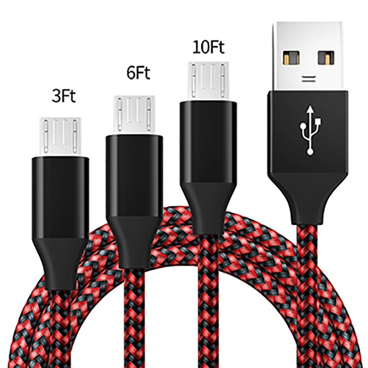 2m Nylon Braided Durable USB to Micro Data Cable 3FT 6FT 10FT Android Phone Charging Cable for Samsung Galaxy Note 20 10 9 8 Moto G8 G7