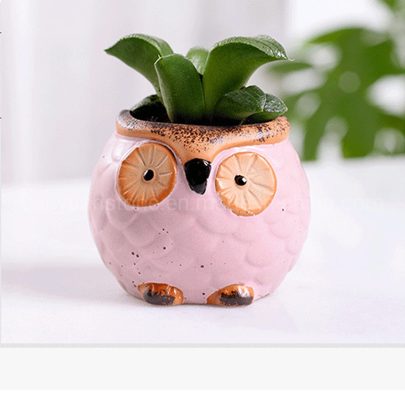 Macaron Owl Succulent Thumb Flower Pot Animal Decoration Ceramic Flower Pot