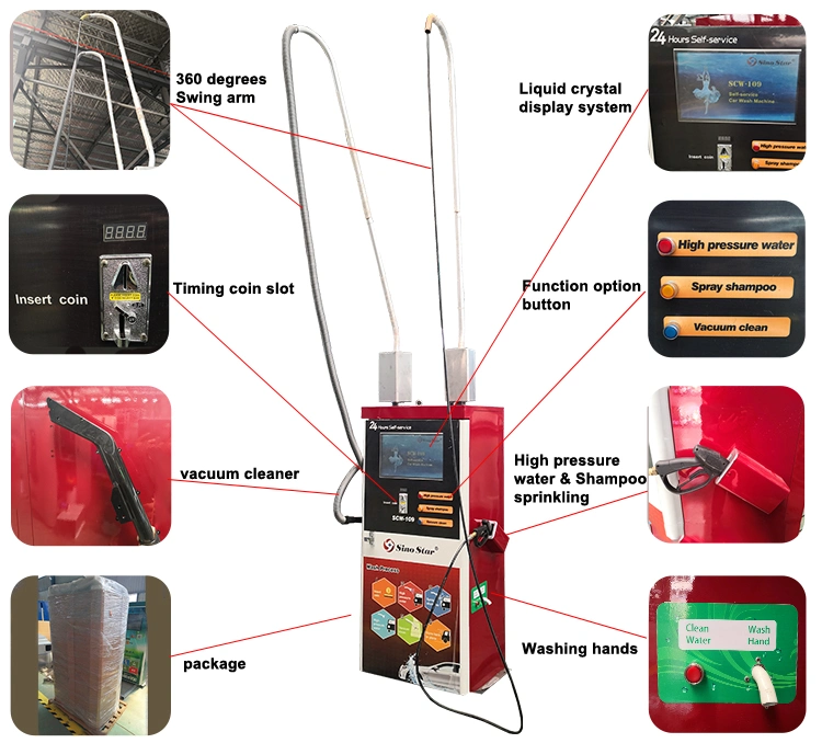 Сино-мастера настройки безопасности-109 горячая продажа монет карты эксплуатировать оборудование для мойки автомобилей самообслуживания