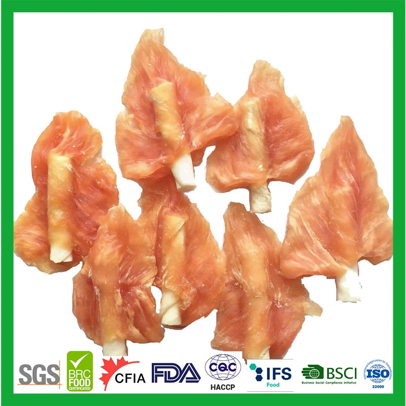 Healthy Different Size Soft Chicken Jerky& Bleached Rawhide Factory Manufacture Meaty Snacks