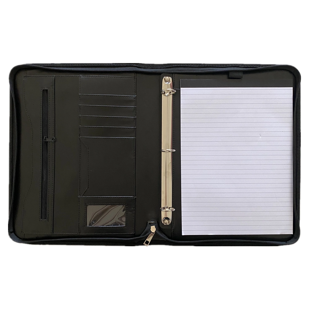 Document Organizer Business PU Portfolio Ring Binder Faux Leather File Folder for Men