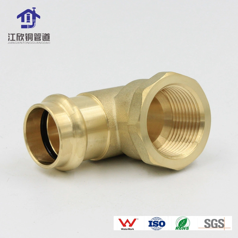 Brass Press Elbow Thread to Valve Plumbing Fitting Female Knee