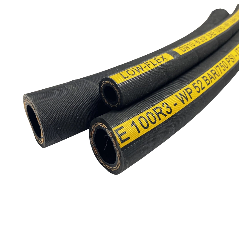 Oil Resistant Fibre Braided Liquid Oil Rubber Hydraulic Hose SAE 100 R3 R6 Pipe