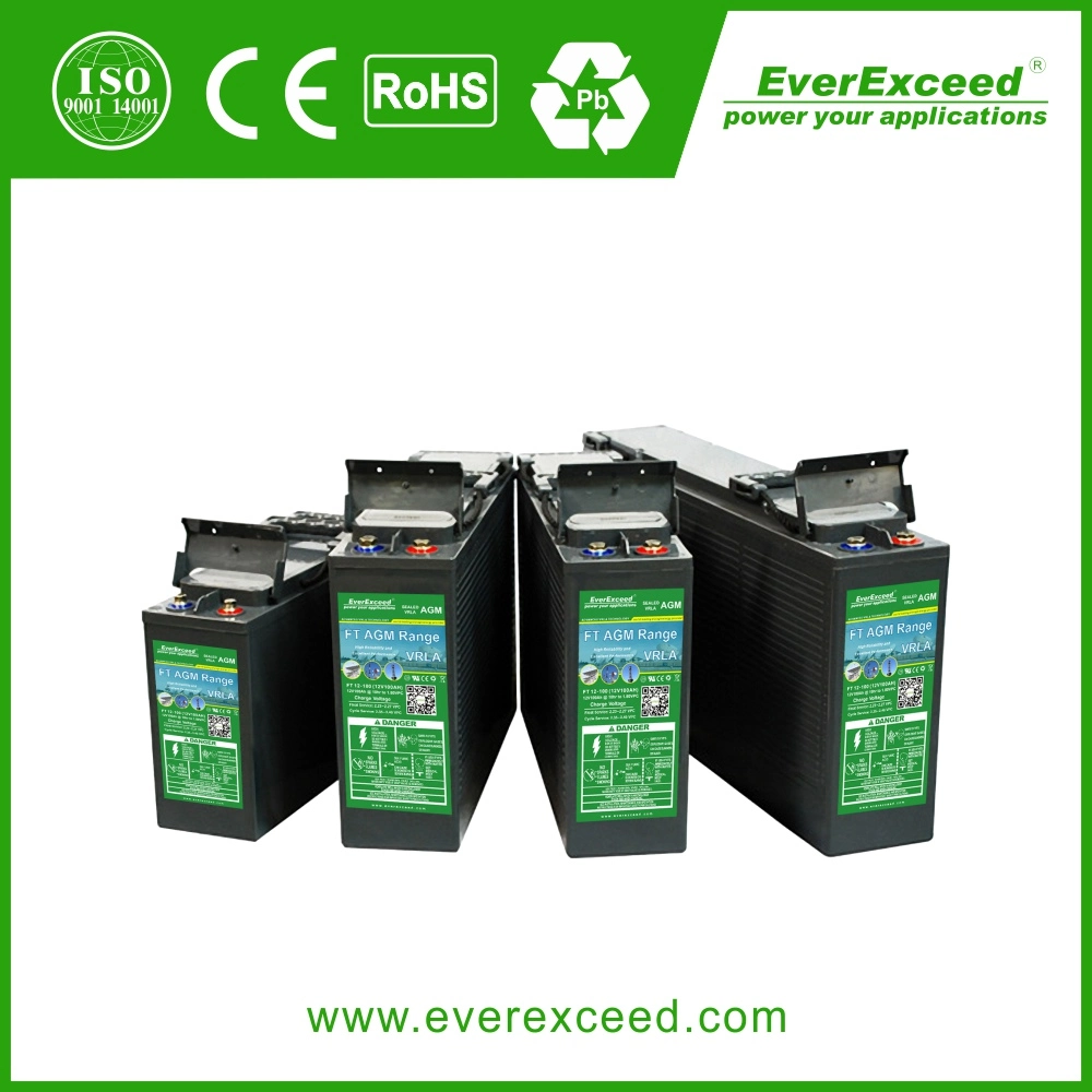 Everexceed 12V 55ah/80ah/100ah/150ah/180ah/200ah Vorder-Zugriff-Terminal-Dünne Gel-Batterie Telekommunikation-Station/Solar-System/Haus-Energie-Bank/Communication-Equipments/CS