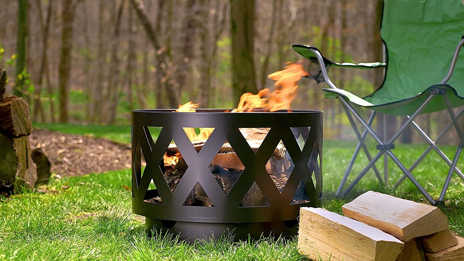 Outdoor Metal Firepit Round Table fogo pits Outdoor Aquecimento madeira Aço em combustão com revestimento em pó com filtro de faíscas de 0.8 mm