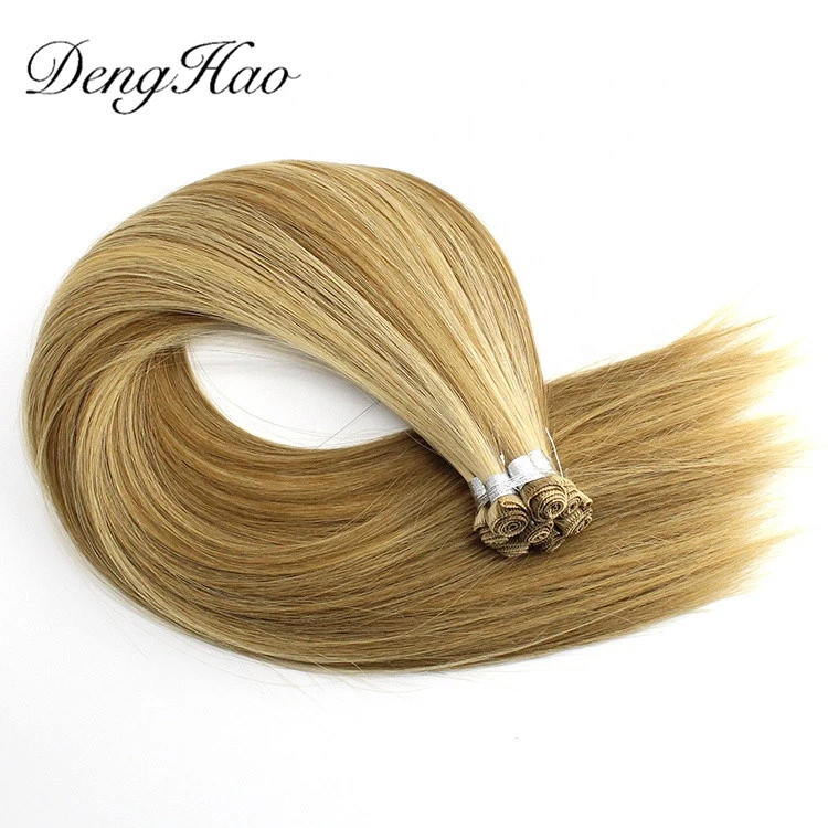 Best Quality Dyeable Factory Human Hair Extension Bundles Hand-Tied Hair Weaving Weft