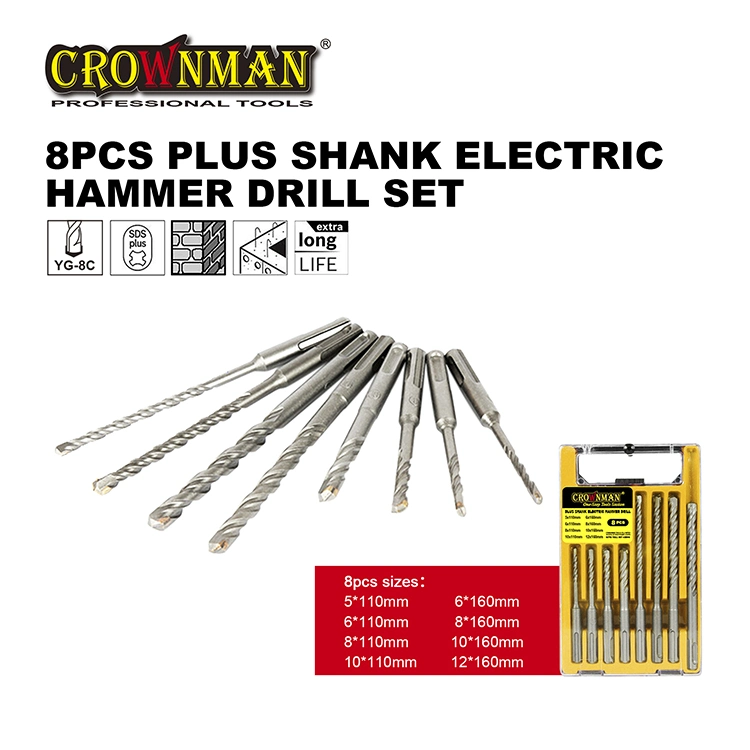 Crownman 8 PCS Plust Shank Electric furadeira de impacto definido