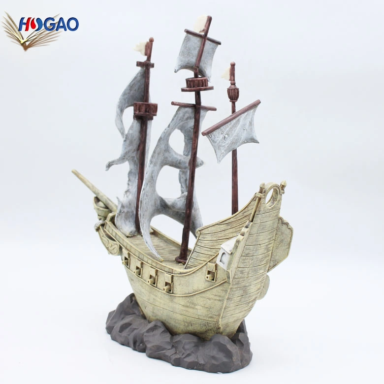 Decoração doméstica Figurine Ship modelo de vela de resina artesanal