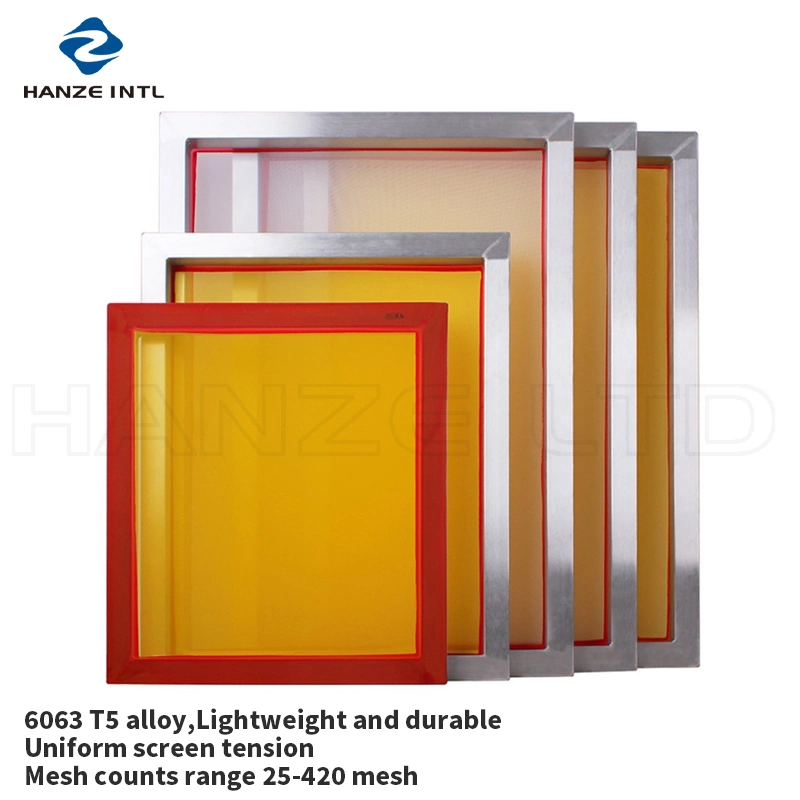 Pre-Stretched Aluminum Silk Screen Printing Frames White Yellow Mesh