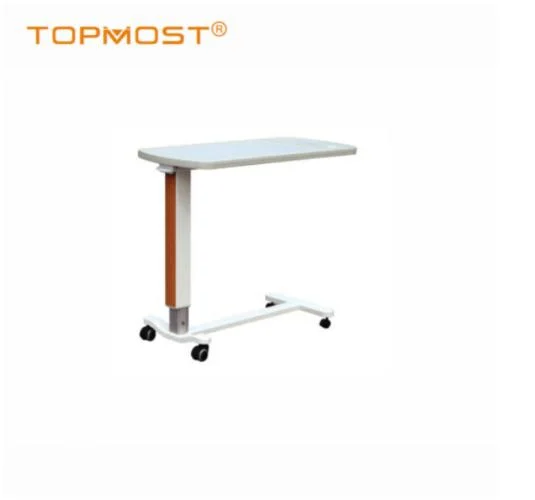 Medical Hospital Movable Foldable ABS Plastic Adjustable White Overbed Table for Dining