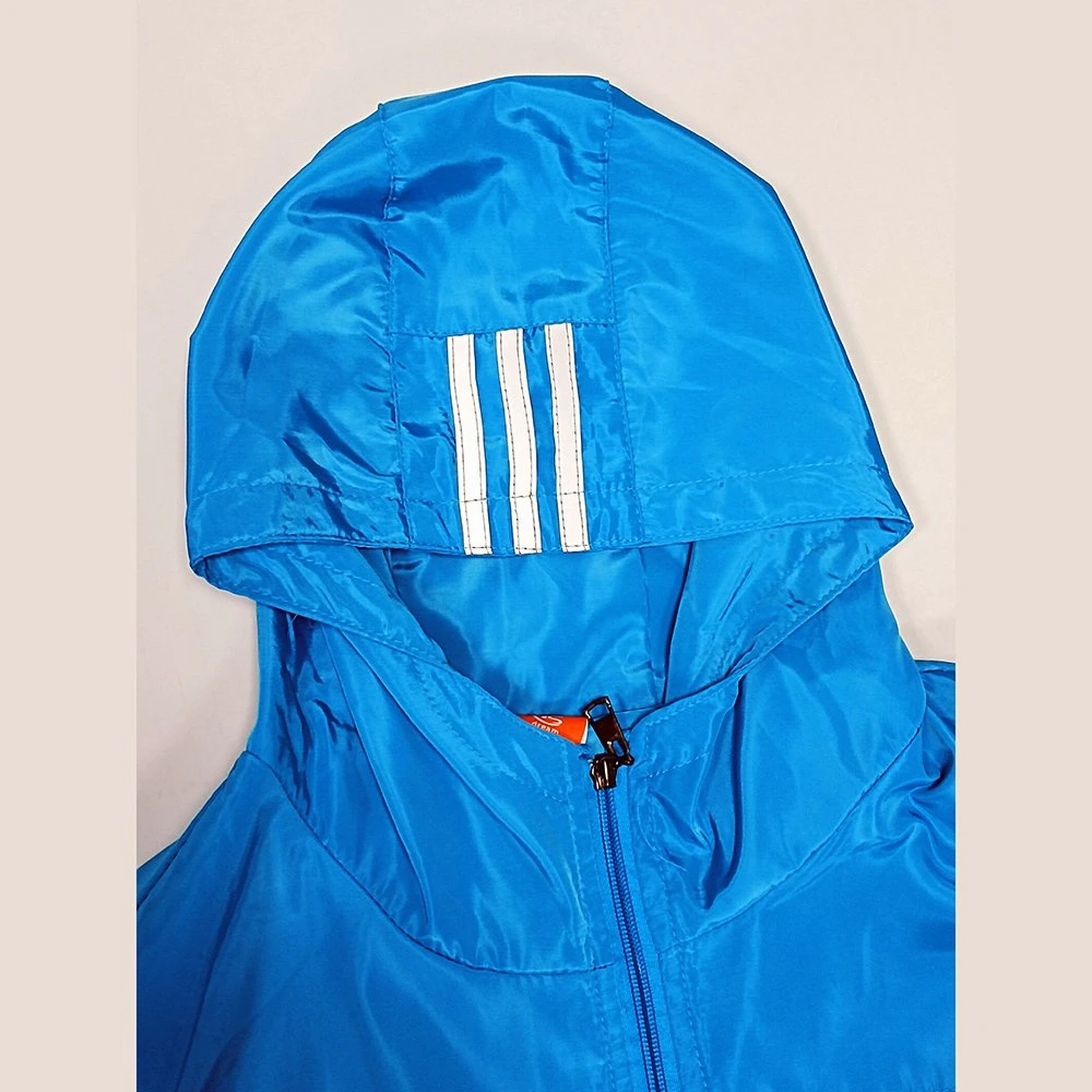 Chaqueta de manga larga con capucha, tira reflectante e impermeable azul