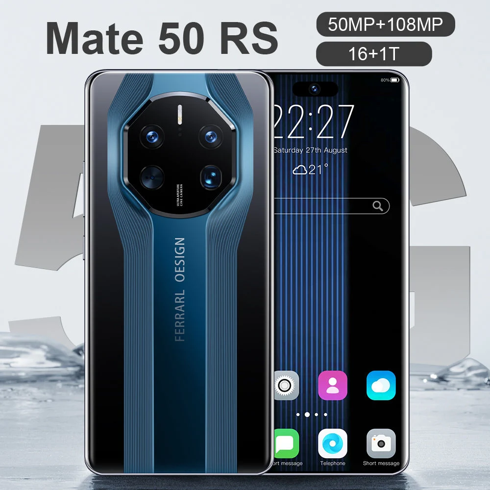 Смартфон Новый 7,2-дюймовый Мате50 4G/5G-сети Телефон 16g 1 Тб 8000Мач 50MP MP+100двойной два режима ожидания