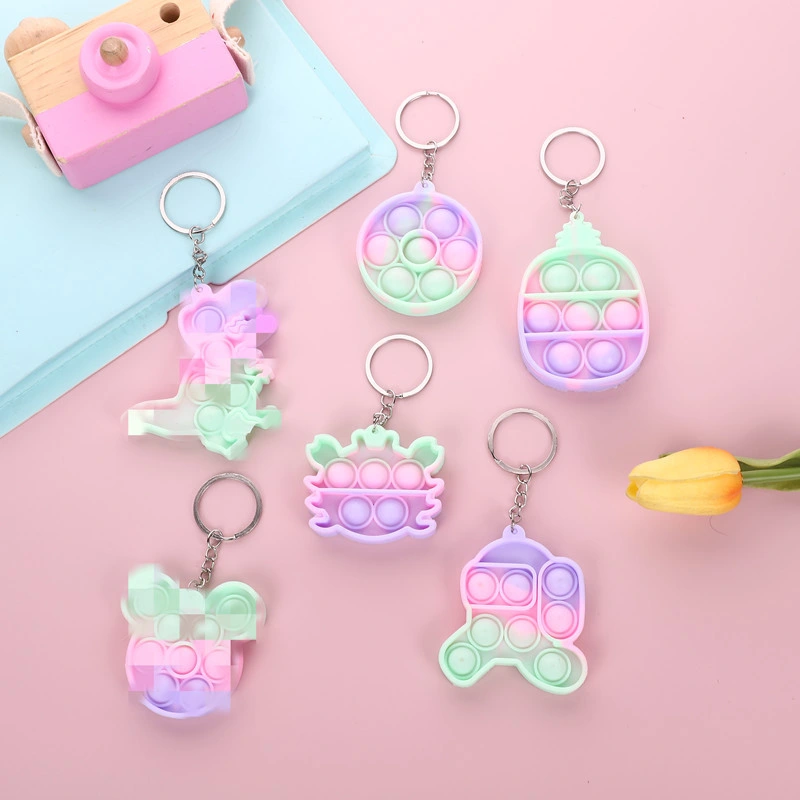 Heißer Verkauf Macaron Farbe Cute Push Bubble Mini Popper Silikon Schlüsselanhänger Aus Dem Spielzeug-Pop-Fidget