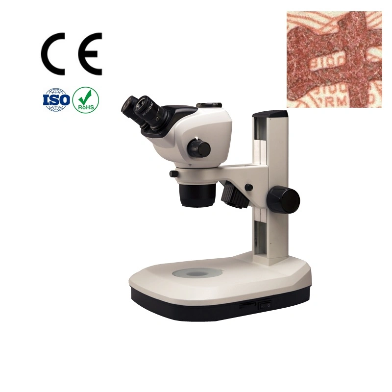 Con soporte de pista grande, microscopio estéreo con zoom de alta estabilidad para laboratorio