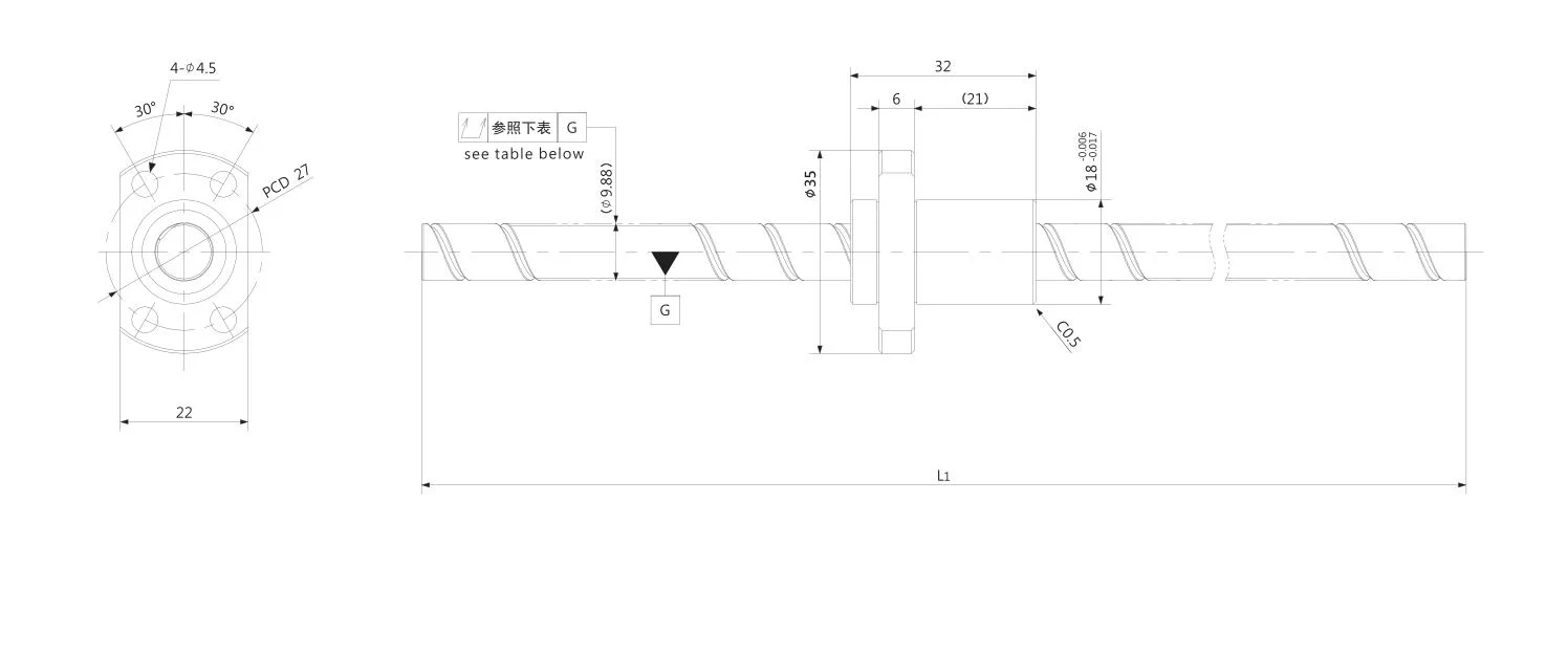 Kgg Rolled Thread Rod Ball Screw for CNC Center (GSR Series, Lead: 12mm, Shaft: 10mm)