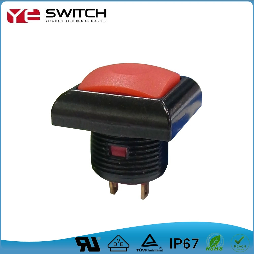 مؤشر LED لمفتاح زر الضغط الصغير الفرعي IP67 مع زر الضغط Wire 12 مم المفتاح