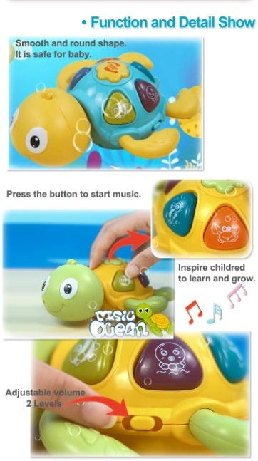 QS Baby Educational Intellectual Battery Operate Toys B/O Turtle Animals Music Player Turtle Toy with Lights and Action Functions