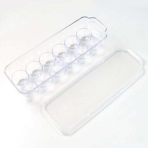 Refrigerator Egg Holder Tray Covered Plastic Egg Organizer Container