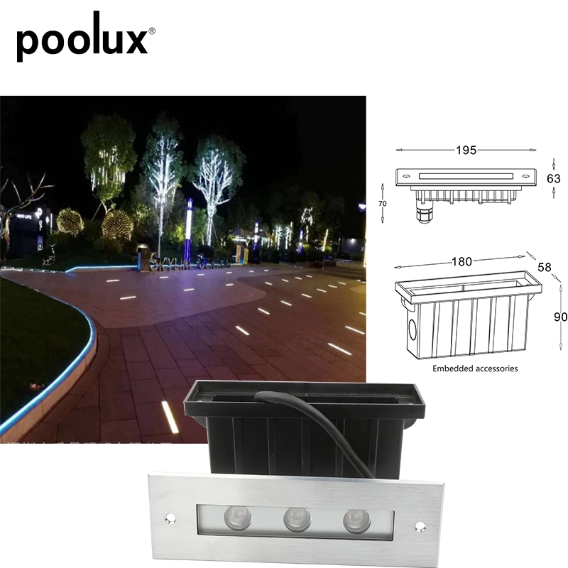 Outdoor IP67 Waterproof Inground Swimming Pool Square Aluminum Square Head LED Recessed Wall Light