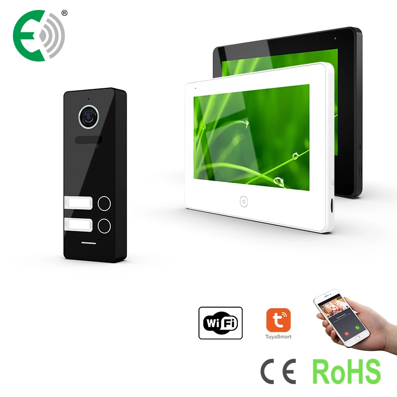 4-Wire 7"1080P WiFi Video Door Phone Intercom Kit with Night Vison Doorbell for 2 Family