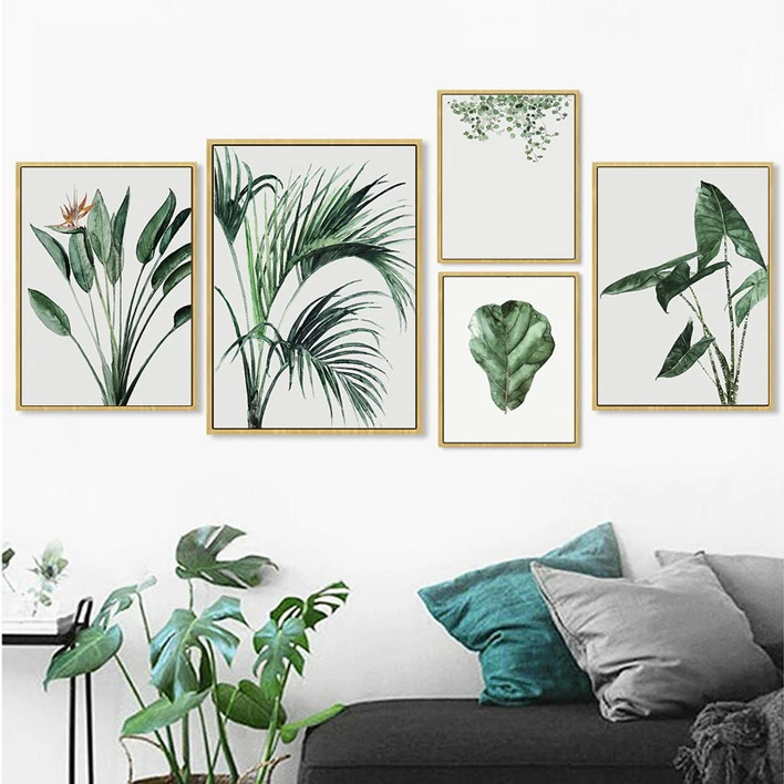 Abstract Golden Plant Leaves Picture Wall Poster Modern Style Canvas Print Painting Art Aisle Living Room Unique Decoration