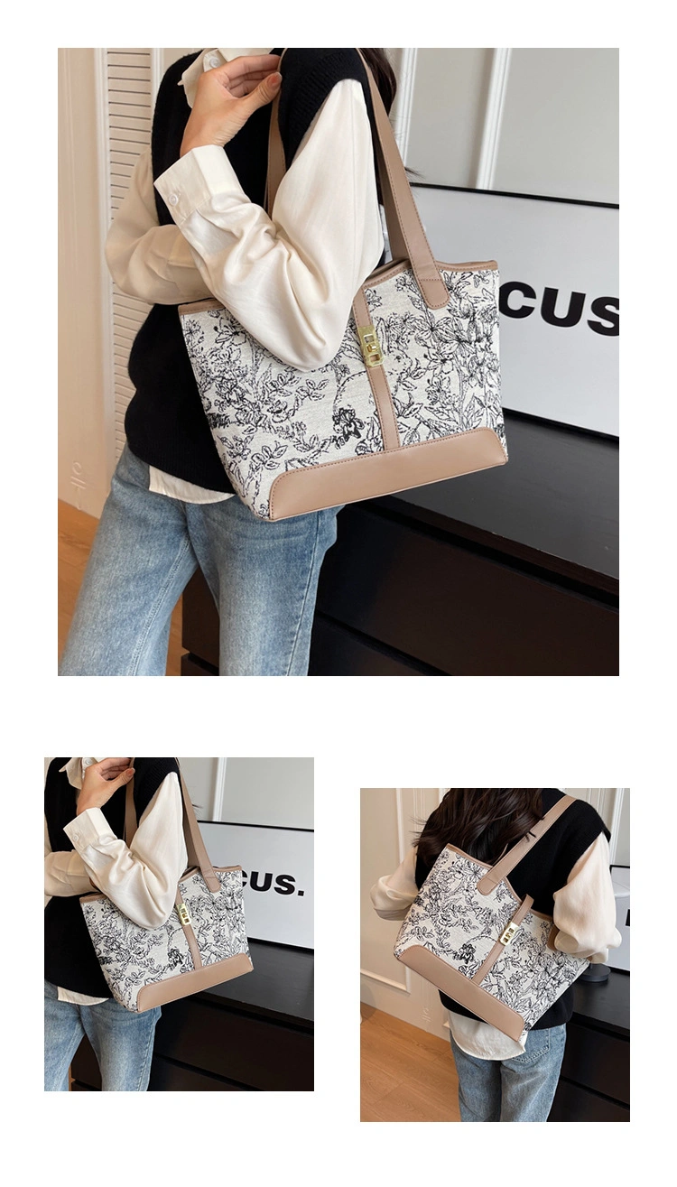 Factory Knitted Fabric Women Tote Vintage High Capacity Shopping Exquisite Daily Life Lady Shopping Single Ladies Portable Shoulder Hobo Shopper Satchel Handbag