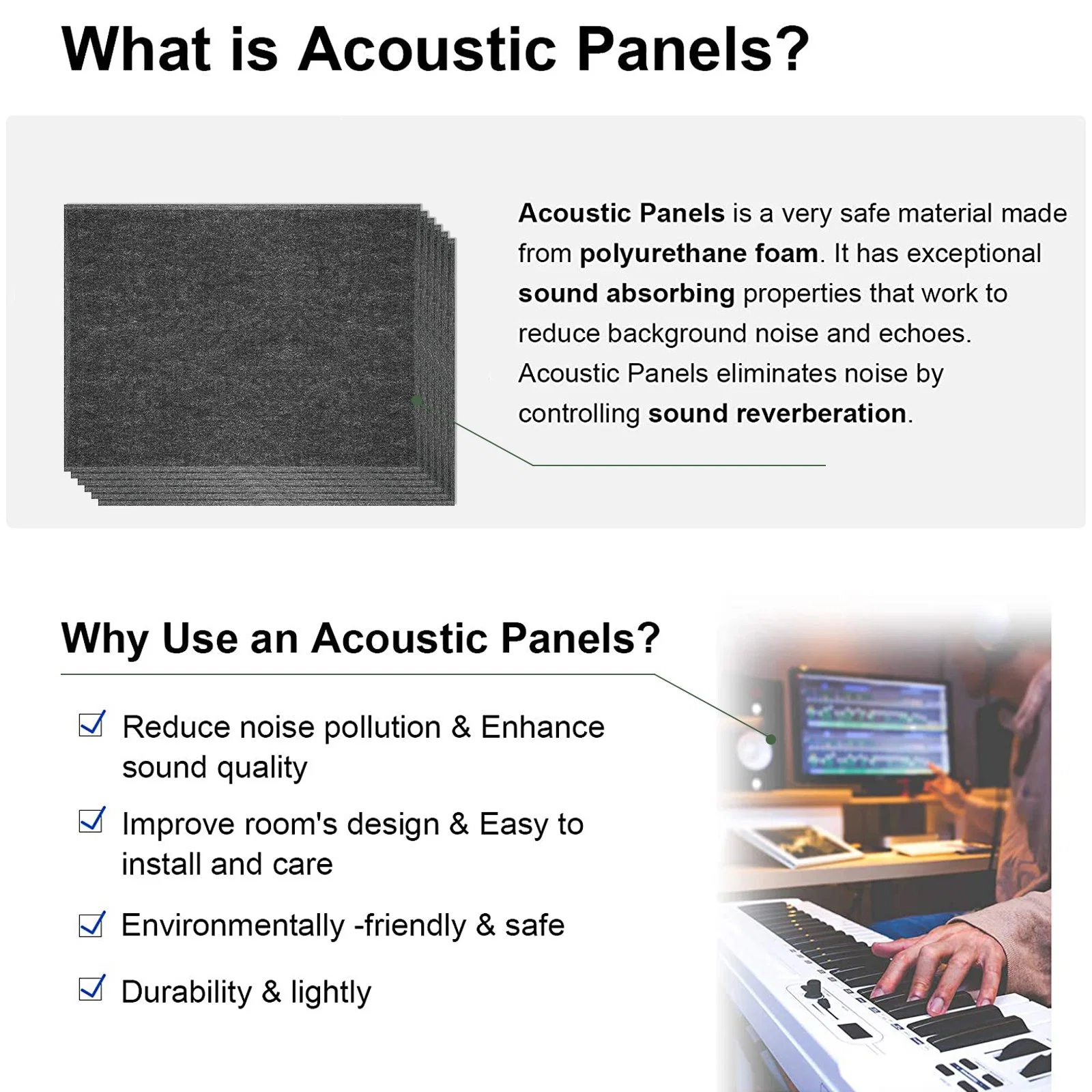 Bubos Rectangle Fireproof Sound Absorb Acoustic Polyester Light Weight Acoustic Panel