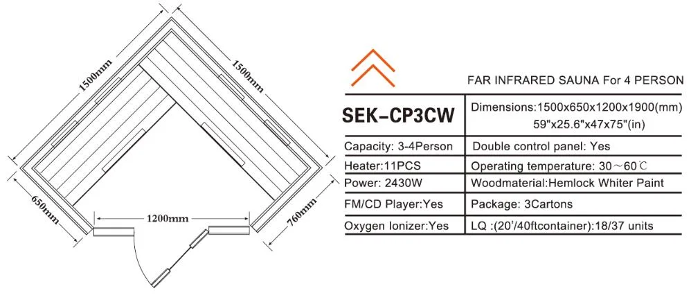 2022 Cinco Home Sauna Infrarrojo Lejano Sauna para 3-4 personas