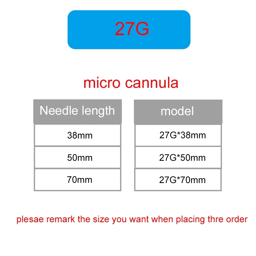 Quickly Shipping Sterile Disposable Medical Micro Cannula with 22g 27g 50mm Needle